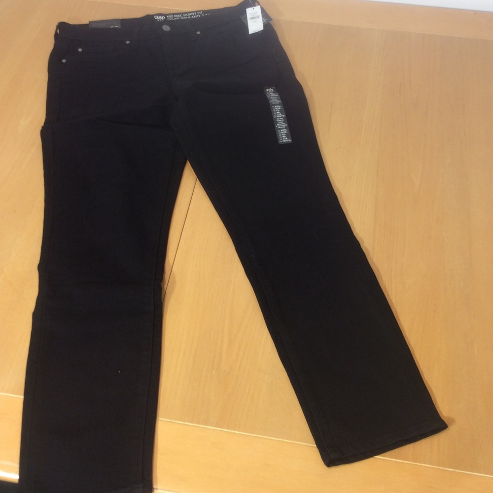 Gap Black Denim Jeans skinny mid rise NEW